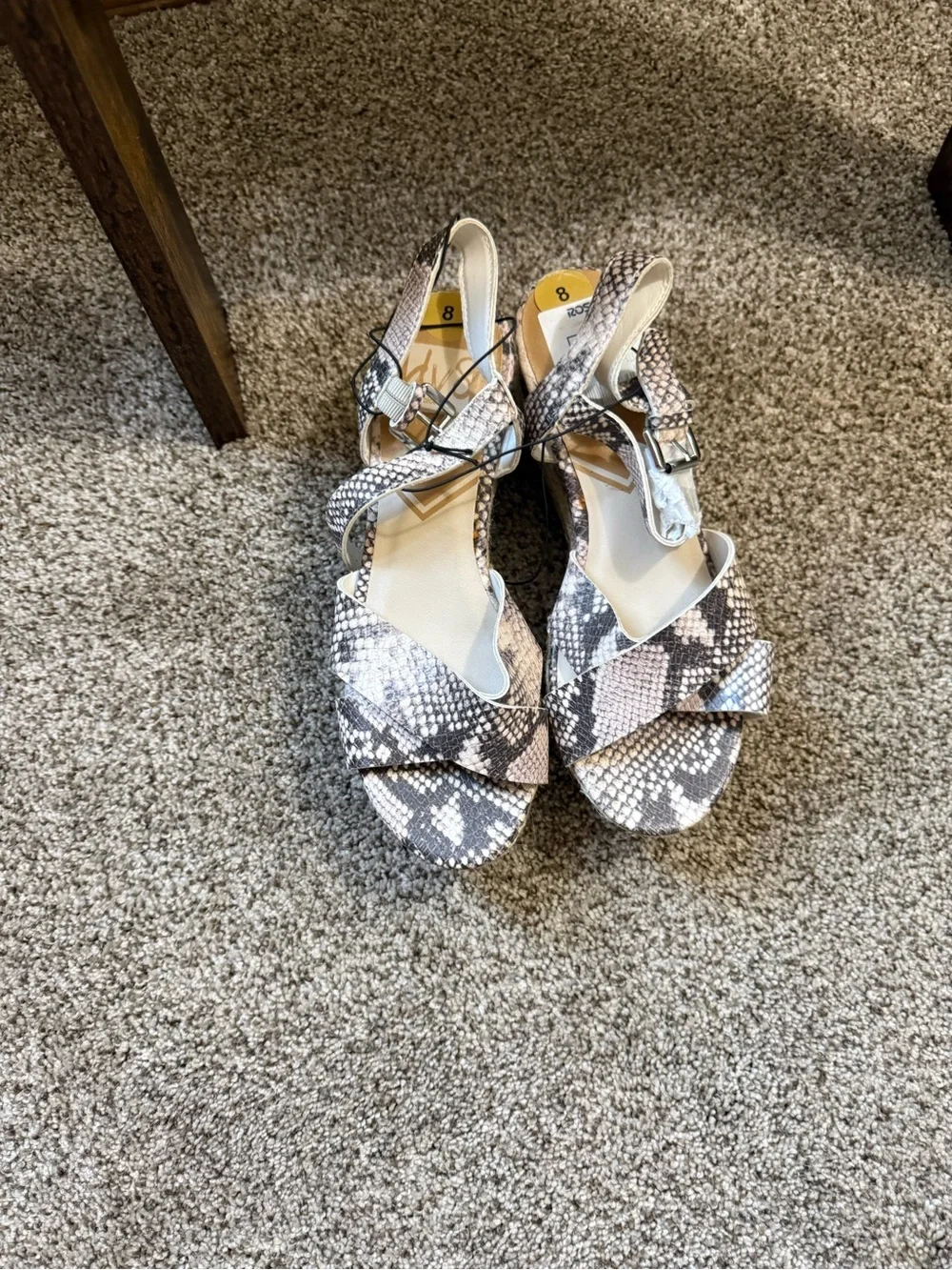 Dolce Vita Snake-Print Platform Slingbacks - Black, White, Tan